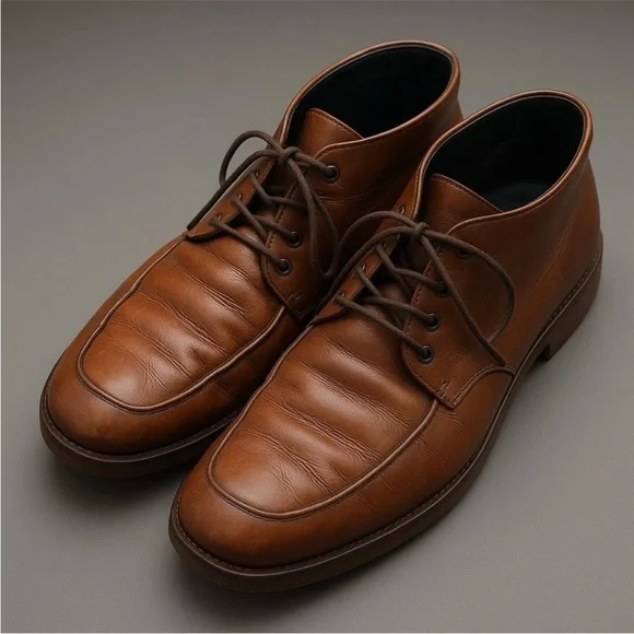 Vintage Prada 1990’s Mocha Chukka Desert Boots Shoes Men 9.5 Leather Ankle Italy - Picture 2 of 15